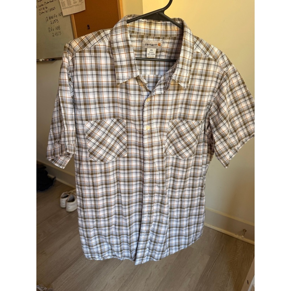 Carhartt short sleeve button up plaid shirt XL